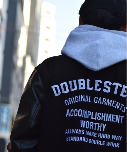 DOUBLE STEAL(ダブルスティール)の「Melton Stadium jacket(スタジャン・メンズ・ブラック×ブラック/チャコールグレー×ブラック/ブラック×ホワイト・MEDIUM/LARGE/X-LARGE)」の2枚目の写真