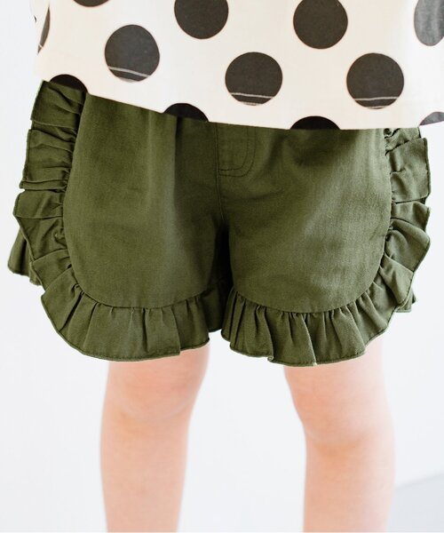p.premier(ピードットプルミエ)の「フリルショートパンツ(その他パンツ・キッズ・レッド/カーキ/チャコール・110/120/80/130/140/90/100)」の3枚目の写真