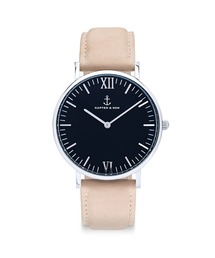 KAPTEN&SON | 【KAPTEN&SON】シルバー　36mm　ブラック　レザーバンド(アナログ腕時計)