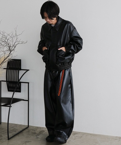 WYM LIDNM(ウィム バイ リドム)の「ARTIFICIAL GRAIN SHORT BLOUSON(ブルゾン・メンズ・ブラック/ダークブラウン/チャコール・S/M/L)」の19枚目の写真