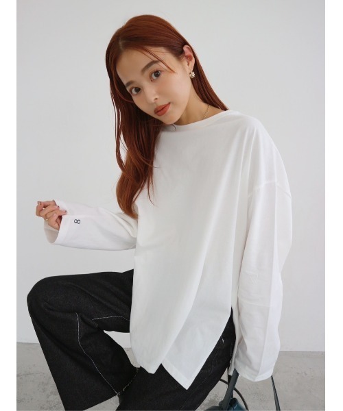 TRUNC(トランクエイティーエイト)の「Simple Long Sleeve TEE(Tシャツ/カットソー・レディース・アイボリー/ブラック・FREE)」の4枚目の写真
