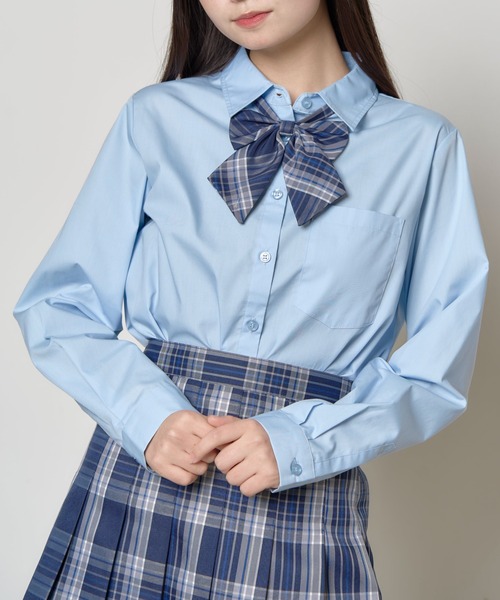 WEGO(ウィゴー)の「WEGO/スクールシャツ(シャツ/ブラウス・レディース・ホワイト/サックスブルー/ブルー系その他/ピンク・SMALL/MEDIUM/LARGE)」の2枚目の写真