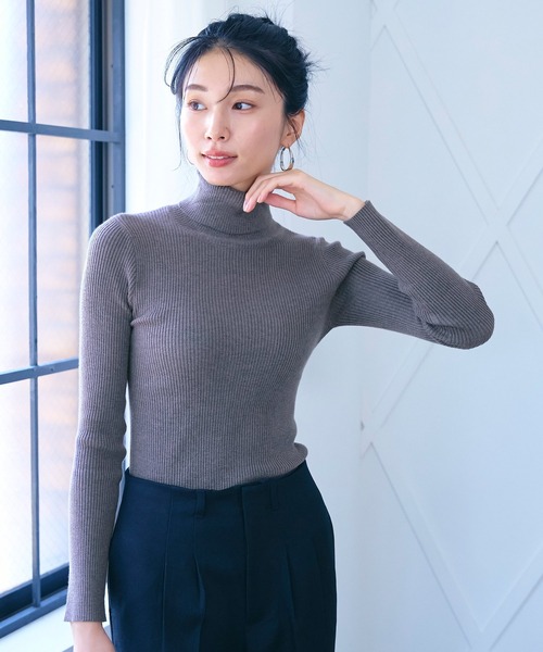 coca(coca)(コカ)の「【WEB限定セール】\\新色登場//軽量タートルネックリブニット(ニット/セーター・レディース・ブラック/ベージュ/グレー/アイボリー/ネイビー/レッド/ピンク/グレイッシュベージュ/グリーン・ONE SIZE/L/M/S)」の6枚目の写真