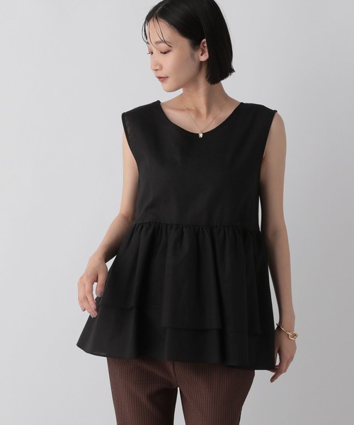 LOWRYS FARM(ローリーズファーム)の「ペプラムチュニックノースリーブ 573101(Tシャツ/カットソー・レディース・オレンジ/ブラック/アイボリー・FREE)」の3枚目の写真