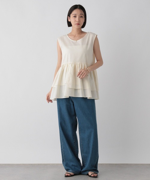 LOWRYS FARM(ローリーズファーム)の「ペプラムチュニックノースリーブ 573101(Tシャツ/カットソー・レディース・オレンジ/ブラック/アイボリー・FREE)」の4枚目の写真