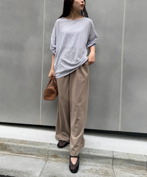 CIAOPANIC TYPY(チャオパニックティピー)の「シアーボーダーロンTee(Tシャツ/カットソー・レディース・チャコールグレー/ブルー/ホワイト/ピンク/ベージュ・ONE SIZE)」の20枚目の写真
