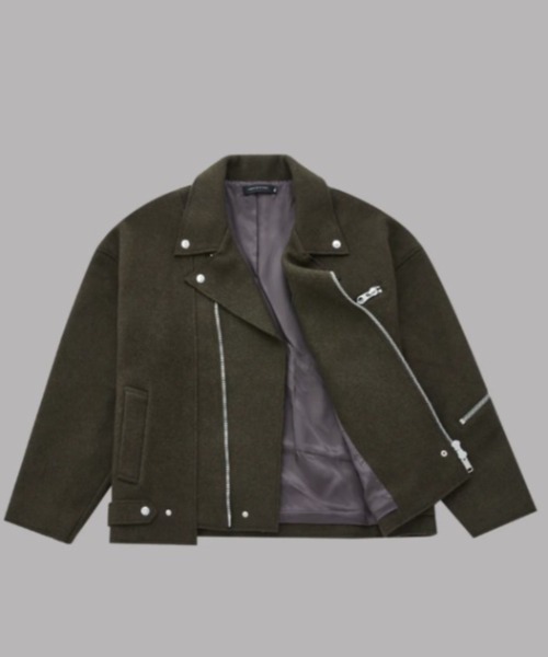 L.H.P(エルエイチピー)の「ALWAYS OUT OF STOCK/オールウェイズアウトオブストック/SWITCHED DOUBLE RIDERS(ライダースジャケット・レディース・チャコールグレー/オリーブ系・L/M/XL)」の5枚目の写真