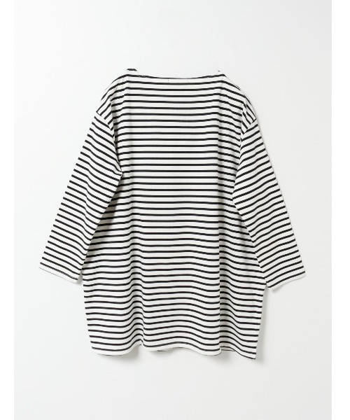 mizuiroind(ミズイロインド)の「ボーダーボートネックワイドチュニック(Tシャツ/カットソー・レディース・ブラック/ネイビー/ブルー・FREE)」の3枚目の写真