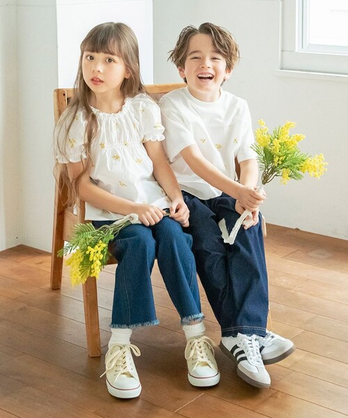 BRANSHES(ブランシェス)の「【おそろい】花刺繍ブラウス(シャツ/ブラウス・キッズ・オフホワイト/ブルー・80/110/140/130/150/120/90/100)」の8枚目の写真