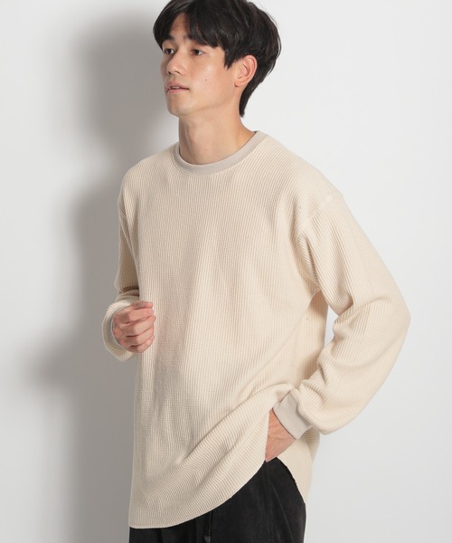 niko and...(ニコアンド)の「ニットライクワッフルプルオーバー(Tシャツ/カットソー・メンズ・ネイビー/オレンジ/スモーク/アイボリー・MEDIUM/LARGE)」の8枚目の写真