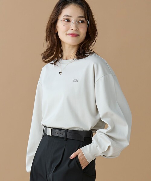 LACOSTE(ラコステ)の「【オンライン限定】LACOSTE バルーンスリーブ サイドスリット オーバーサイズTシャツ(Tシャツ/カットソー・レディース・ホワイト/グレイッシュベージュ/ブラック・FREE)」の3枚目の写真