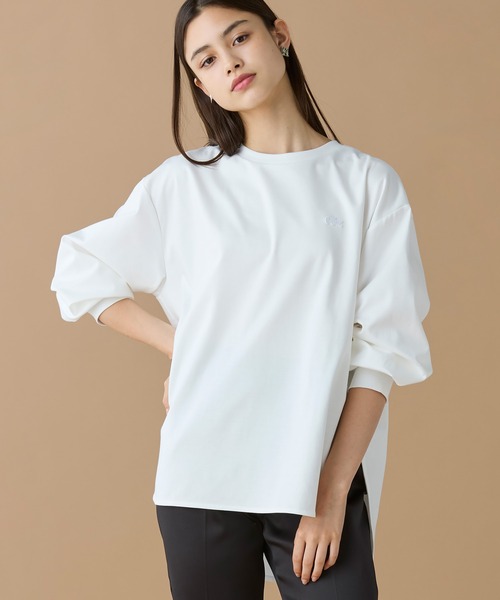 LACOSTE(ラコステ)の「【オンライン限定】LACOSTE バルーンスリーブ サイドスリット オーバーサイズTシャツ(Tシャツ/カットソー・レディース・ホワイト/グレイッシュベージュ/ブラック・FREE)」の17枚目の写真