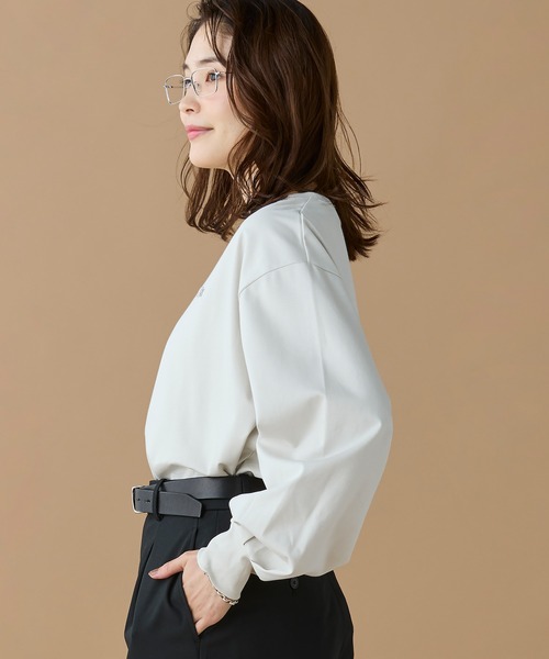 LACOSTE(ラコステ)の「【オンライン限定】LACOSTE バルーンスリーブ サイドスリット オーバーサイズTシャツ(Tシャツ/カットソー・レディース・ホワイト/グレイッシュベージュ/ブラック・FREE)」の7枚目の写真