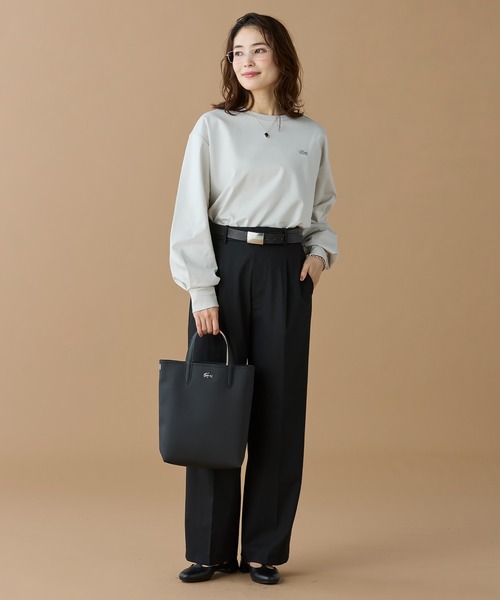 LACOSTE(ラコステ)の「【オンライン限定】LACOSTE バルーンスリーブ サイドスリット オーバーサイズTシャツ(Tシャツ/カットソー・レディース・ホワイト/グレイッシュベージュ/ブラック・FREE)」の13枚目の写真