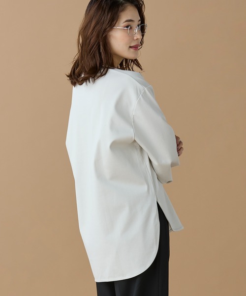 LACOSTE(ラコステ)の「【オンライン限定】LACOSTE バルーンスリーブ サイドスリット オーバーサイズTシャツ(Tシャツ/カットソー・レディース・ホワイト/グレイッシュベージュ/ブラック・FREE)」の4枚目の写真