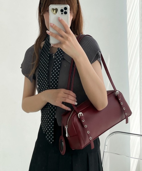 WEGO(ウィゴー)の「WEGO/ミラー付きボストンバッグ(ボストンバッグ・レディース・ブラック/ライトピンク/ホワイト/レッド・FREE)」の8枚目の写真