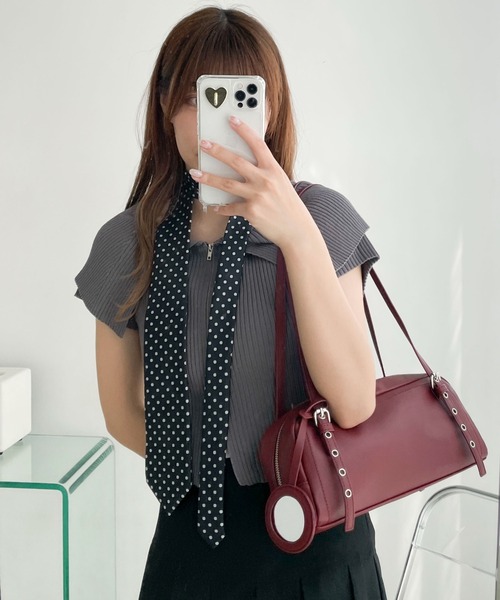 WEGO(ウィゴー)の「WEGO/ミラー付きボストンバッグ(ボストンバッグ・レディース・ブラック/ライトピンク/ホワイト/レッド・FREE)」の6枚目の写真