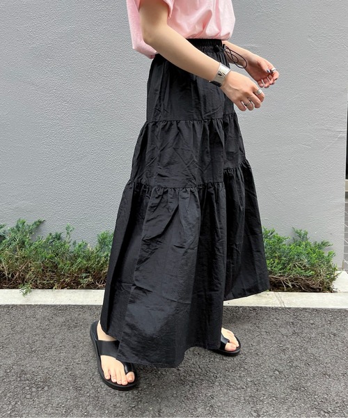 feepur(フェピュール)の「【TALL/2Tサイズあり】ドロストナイロンティアードスカート(スカート・レディース・ブラック/オフホワイト・MEDIUM/TALL/2T)」の7枚目の写真
