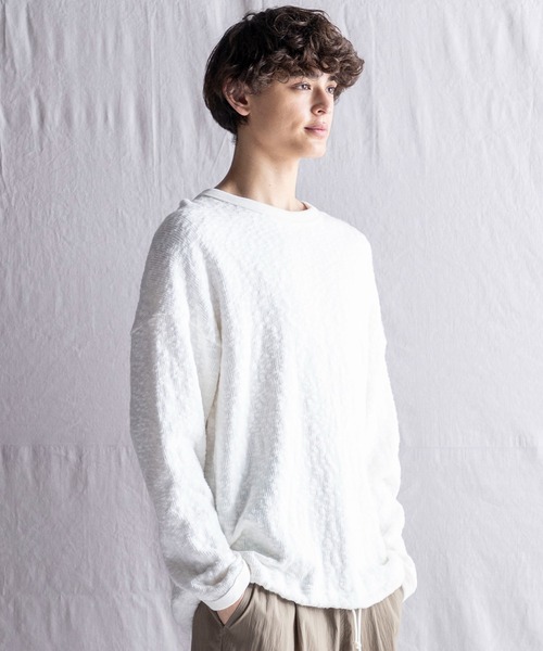 Jackman(ジャックマン)の「Slub Knit Himo LS T-shirt(Tシャツ/カットソー・メンズ・ブラック/ホワイト・MEDIUM/SMALL/LARGE)」の4枚目の写真