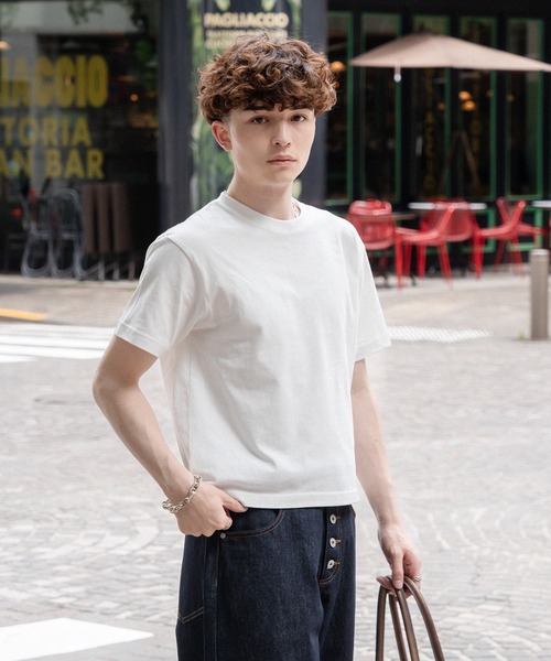 kutir(クティール)の「SOLID CROPPED TSHIRT/無地クロップドTシャツ(Tシャツ/カットソー・メンズ・ネイビー/ブラック系/杢グレー/ブラック/オフホワイト/ボルドー/ブラウン/カーキ/ホワイト系その他/ブラック系その他/グレー系その他/ブラウン系その他/レッド系その他・MEDIUM/LARGE/X-LARGE/SMALL)」の15枚目の写真