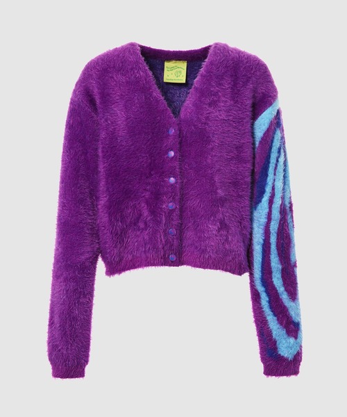 Sky High Farm Workwear(スカイハイ ファーム ワークウェア)の「QUIL LEMONS SWIRL CARDIGAN(カーディガン/ボレロ・メンズ・グリーン/パープル・M/L)」の2枚目の写真