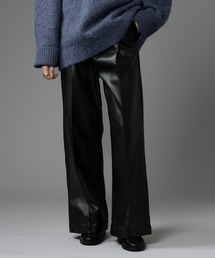 selle glant | FAKE LEATHER TUCK WIDE PANTS / フェイクレザータックワイドパンツ(その他パンツ)