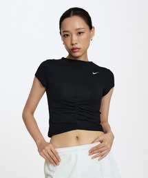 NIKE | ナイキ スポーツウェア チル ニット ウィメンズ タイト ショートスリーブ クロップド モックネック トップ / Nike Sportswear Chill Knit Women's Tight Short-Sleeve Cropped Mock-Neck Top HV2507-010 Black(Tシャツ/カットソー)
