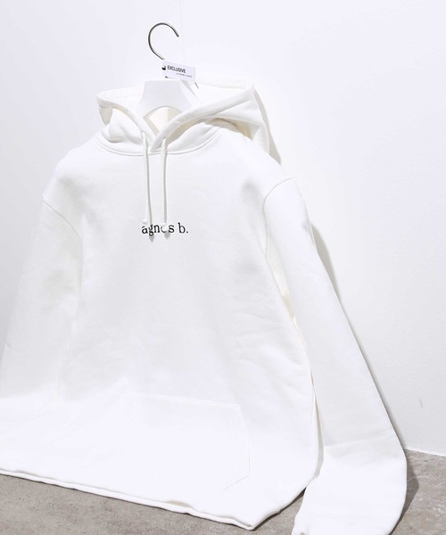 agnes b.(アニエスベー)の「HOODED PARKA WITH LOGO(パーカー・メンズ・ブラック/ボルドー/ホワイト・M/L/XL)」の2枚目の写真