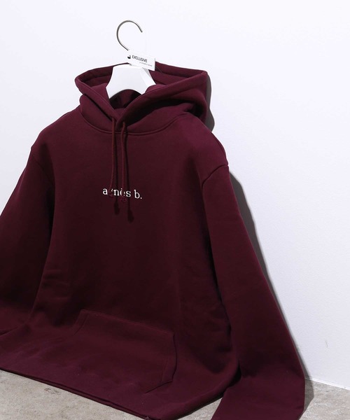 agnes b.(アニエスベー)の「HOODED PARKA WITH LOGO(パーカー・メンズ・ブラック/ボルドー/ホワイト・M/L/XL)」の1枚目の写真