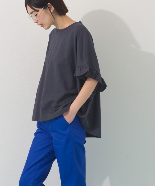 OMNES(オムネス)の「接触冷感 袖フレア半袖Tシャツ トップス(Tシャツ/カットソー・レディース・レッド/ブラウン/グレー系その他/イエロー/ミント/ダークグレー・FREE)」の16枚目の写真