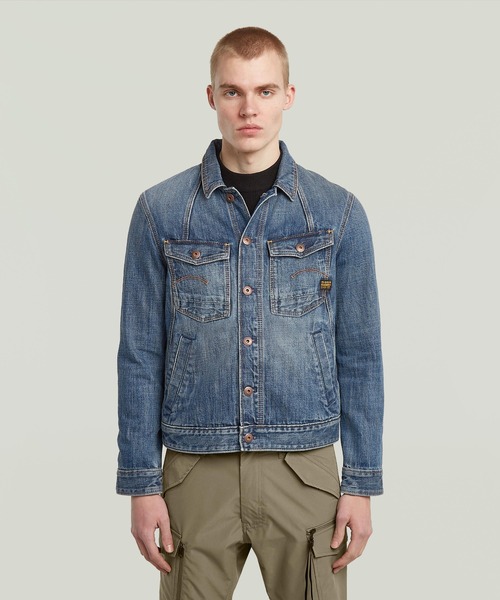 G-STAR(ジースター)の「A-LINE SLIM JACKET/フロントシームデザインスリムデニムジャケット(デニムジャケット・メンズ・インディゴブルー・SMALL/MEDIUM/LARGE/X-LARGE)」の1枚目の写真