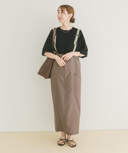 ITEMS URBANRESEARCH(アイテムズ アーバンリサーチ)の「サス付きツイルジャンパースカート(ワンピース・レディース・モカ/チャコールグレー・FREE)」の7枚目の写真