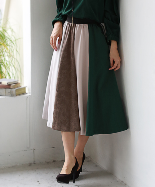 REAL CUBE(リアルキューブ)の「REAL CUBE カラーブロックスカート(スカート・レディース・ブルー/グリーン/ボルドー・38)」の19枚目の写真