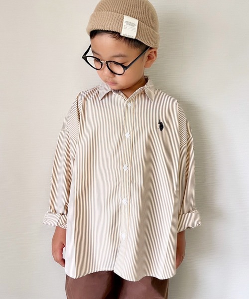 U.S. POLO ASSN.(ユーエスポロアッスン)の「【KIDS】【U.S. POLO ASSN/ユーエスポロアッスン】刺繍ストライプオーバーシャツ(シャツ/ブラウス・キッズ・ピンク/ブラック/ネイビー/オレンジ/サックスブルー/ブルー/キャメル/ホワイト/ブルー系その他・140/100/150/120)」の7枚目の写真