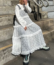フリルティアードキャミワンピ
