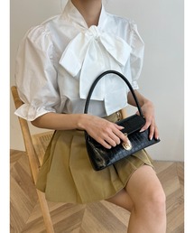 リボン半袖ブラウス