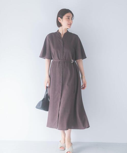 URBAN RESEARCH ROSSO WOMEN(アーバンリサーチ ロッソ)の「ウォッシャブルフレアスリーブワンピース(ワンピース・レディース・ブラウン/ネイビー/グレー・FREE)」の10枚目の写真