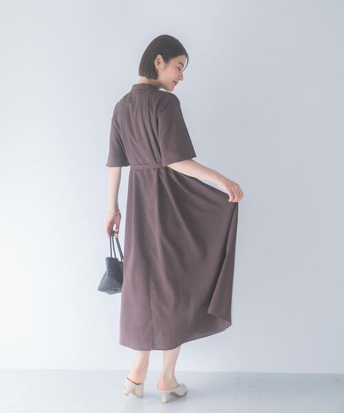 URBAN RESEARCH ROSSO WOMEN(アーバンリサーチ ロッソ)の「ウォッシャブルフレアスリーブワンピース(ワンピース・レディース・ブラウン/ネイビー/グレー・FREE)」の9枚目の写真
