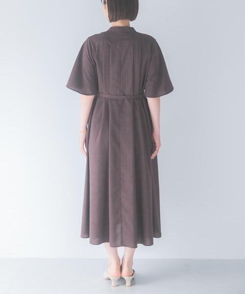 URBAN RESEARCH ROSSO WOMEN(アーバンリサーチ ロッソ)の「ウォッシャブルフレアスリーブワンピース(ワンピース・レディース・ブラウン/ネイビー/グレー・FREE)」の6枚目の写真