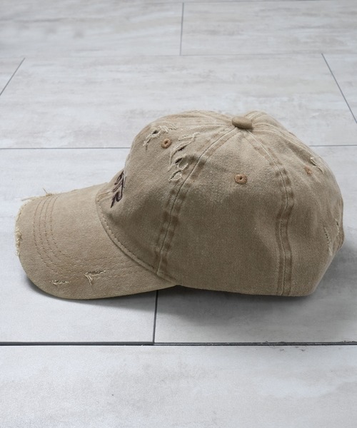 Starting Over(スターティングオーバー)の「【Starting Over/スターティングオーバー】ONE POINT LOGO DAMAGE PROCESSING PIGMENT CAP(キャップ・メンズ・ベージュ/カモフラージュ/ブラック・FREE)」の16枚目の写真