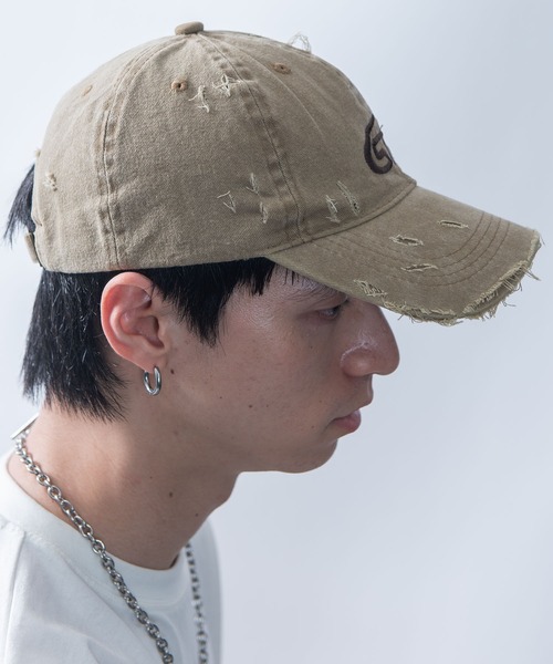 Starting Over(スターティングオーバー)の「【Starting Over/スターティングオーバー】ONE POINT LOGO DAMAGE PROCESSING PIGMENT CAP(キャップ・メンズ・ベージュ/カモフラージュ/ブラック・FREE)」の8枚目の写真