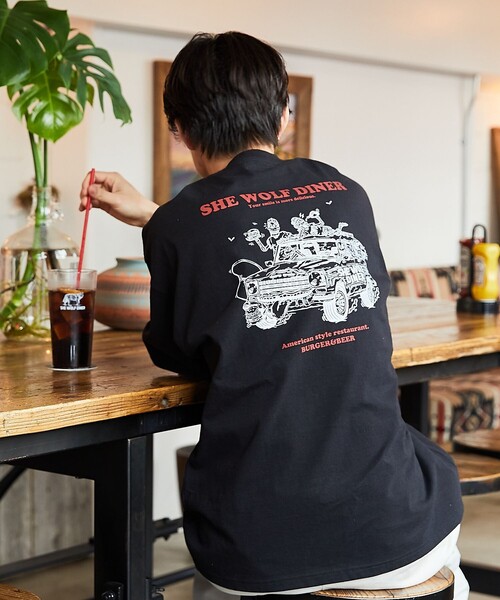 【限定展開】SHE WOLF DINER×FREAK'S STORE/シーウルフダイナー 別注 ビッグシルエット バックプリントTシャツ/CARの22枚目の写真