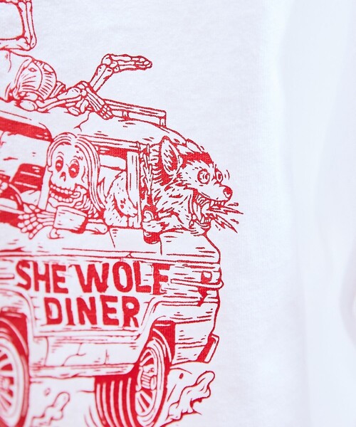 【限定展開】SHE WOLF DINER×FREAK'S STORE/シーウルフダイナー 別注 ビッグシルエット バックプリントTシャツ/CARの19枚目の写真