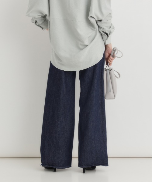 Right-on(ライトオン)の「HONEYSUCKLE ROSE(ハニーサックルローズ)【レディース】デニムワイドパンツ(デニムパンツ・レディース・ノンウォッシュ/ダークインディゴブルー/ライトインディゴブルー・S/M/L/XL)」の12枚目の写真