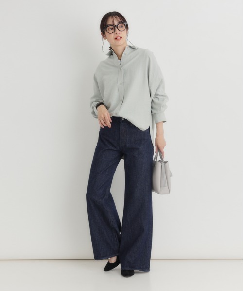 Right-on(ライトオン)の「HONEYSUCKLE ROSE(ハニーサックルローズ)【レディース】デニムワイドパンツ(デニムパンツ・レディース・ノンウォッシュ/ダークインディゴブルー/ライトインディゴブルー・S/M/L/XL)」の13枚目の写真