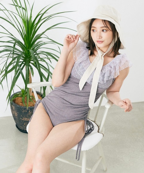 CELEN(セレン)の「【swimwear/体型カバー】ドットチュールワンピーススイムウェア(水着・レディース・ブラック/グレー系その他/ピンクベージュ・FREE)」の2枚目の写真