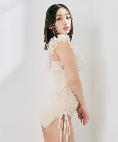 CELEN(セレン)の「【swimwear/体型カバー】ドットチュールワンピーススイムウェア(水着・レディース・ブラック/グレー系その他/ピンクベージュ・FREE)」の17枚目の写真