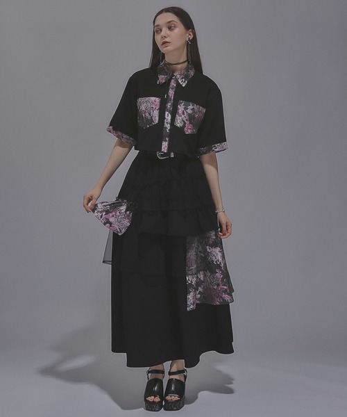 HARE(ハレ)の「ジャガードキリカエショートシャツ(HARE)(シャツ/ブラウス・レディース・ブルー/ブラック/ライトグリーン/ピンク/グリーン系その他/ブルーパープル/オレンジ/ブルー系その他/オレンジ系その他・FREE)」の10枚目の写真