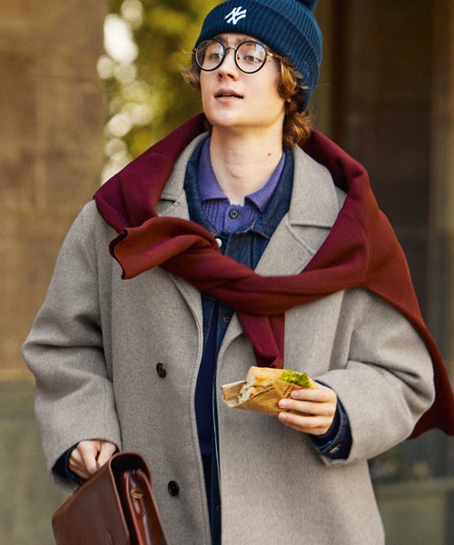 EMMA CLOTHES(エマクローズ)の「オーバーサイズ ビーバーメルトン ロングチェスターコート (EMMA CLOTHES)(チェスターコート・メンズ・ブラック/グレー/オレンジ/ブラック系その他/ベージュ系その他/グレー系その他/ホワイト系その他/ダークブルー/グリーン系その他/グレイッシュベージュ/ブラウン/ネイビー/ブラウン系その他2/ブラウン系その他/チャコールグレー/グレー系その他2/ブラウン系その他3・M/L)」の3枚目の写真