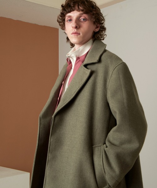 EMMA CLOTHES(エマクローズ)の「オーバーサイズ ビーバーメルトン ロングチェスターコート (EMMA CLOTHES)(チェスターコート・メンズ・ブラック/グレー/オレンジ/ブラック系その他/ベージュ系その他/グレー系その他/ホワイト系その他/ダークブルー/グリーン系その他/グレイッシュベージュ/ブラウン/ネイビー/ブラウン系その他2/ブラウン系その他/チャコールグレー/グレー系その他2/ブラウン系その他3・M/L)」の14枚目の写真